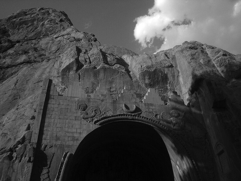 ancient rock-cut tomb entrance