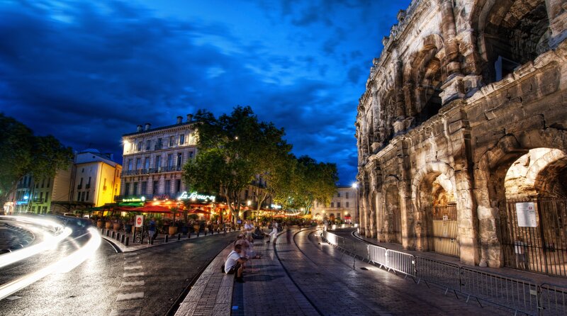 Ancient Roman Amphitheater — Blue, Dramatic, Night