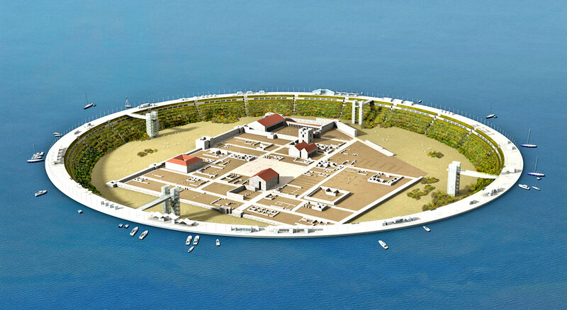 Ancient Roman Amphitheater — Blue