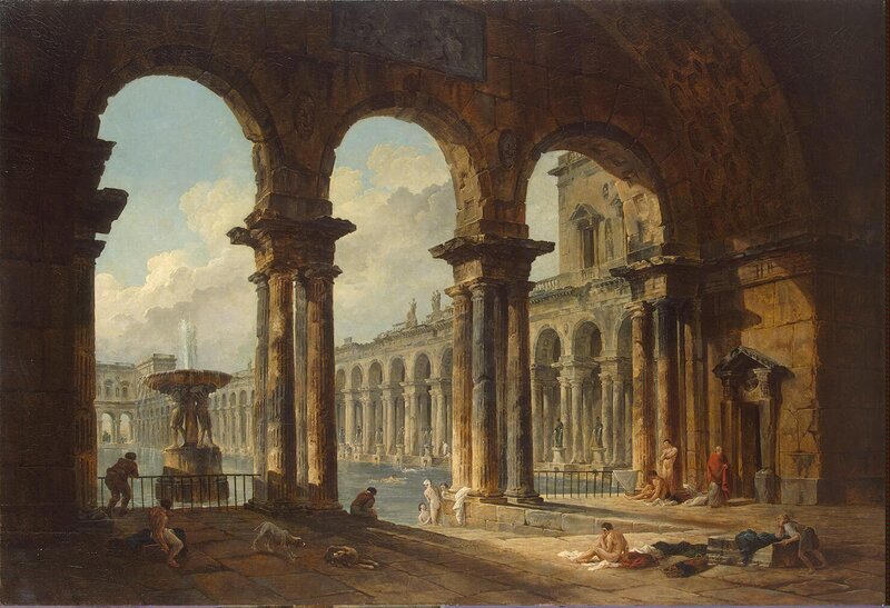 Ancient Roman bath scene