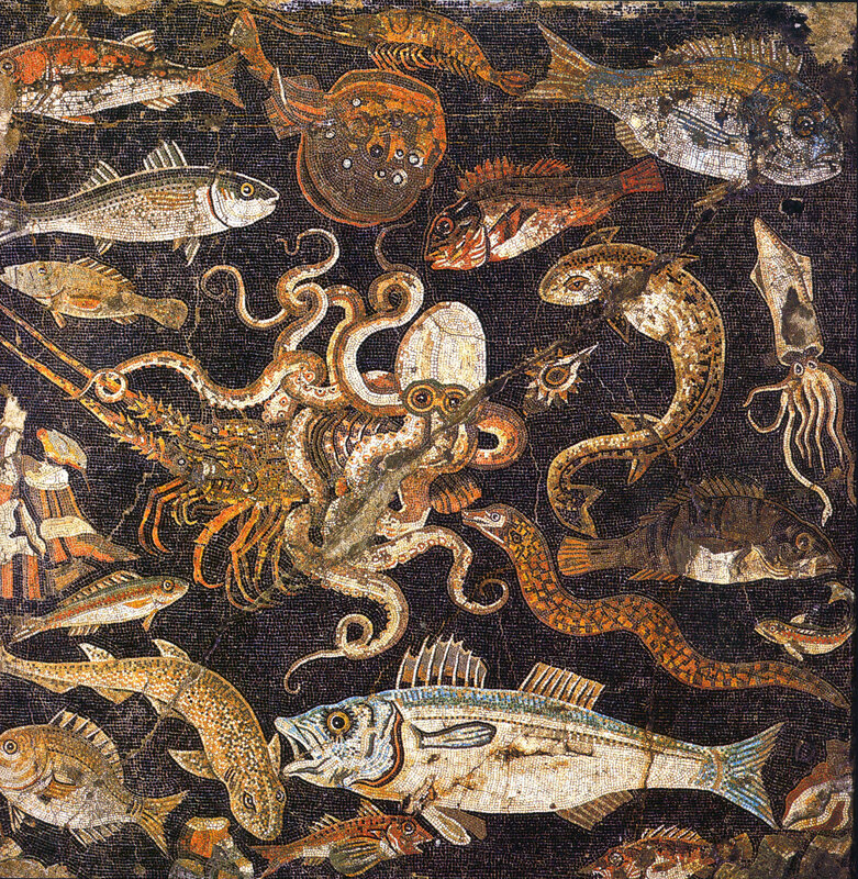 Ancient Roman fish mosaic