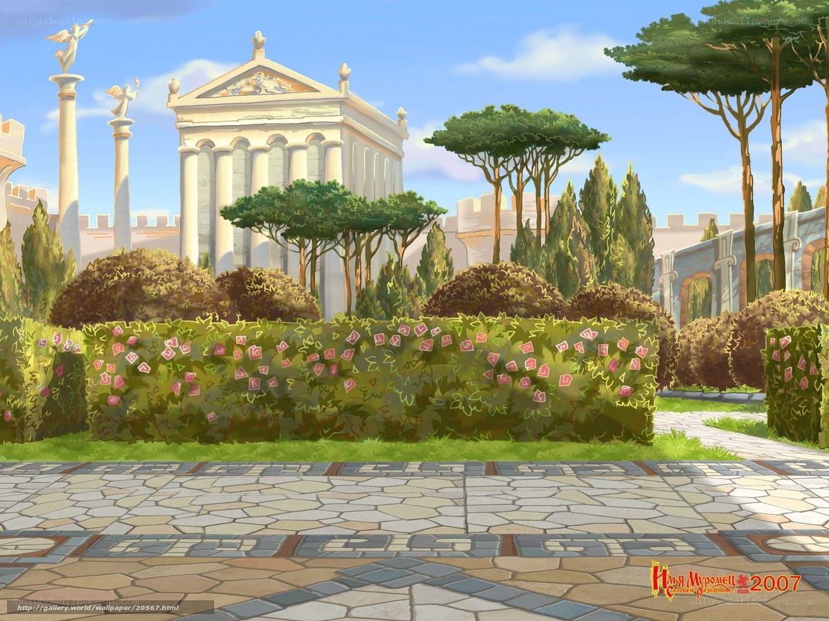 Ancient Roman garden scene