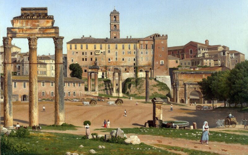 Ancient Roman Ruins — Brown, Serene, Afternoon, Painting
