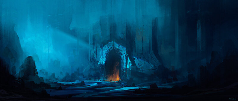 Ancient Ruin Entrance — Blue