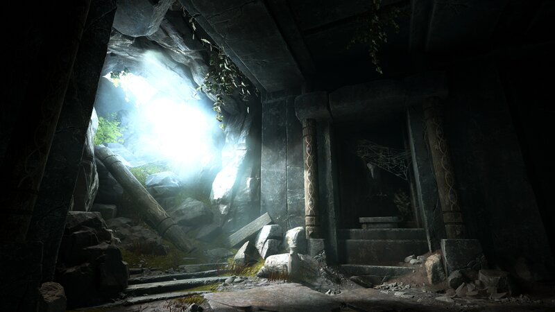 Ancient Ruin Entrance — Gray
