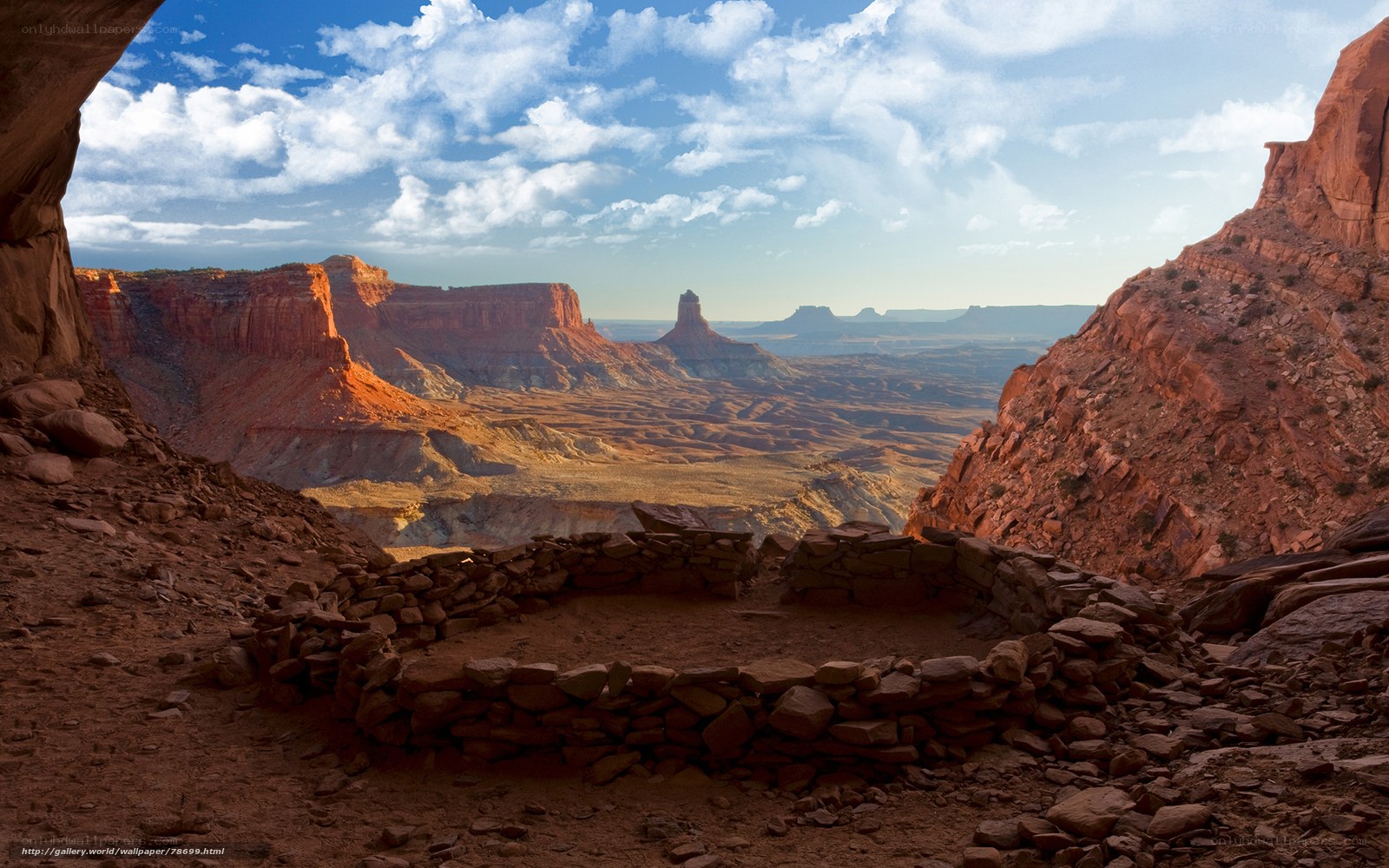 Ancient ruin in canyon landscape
