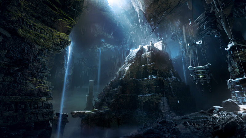 Ancient Ruin in Cave — Blue