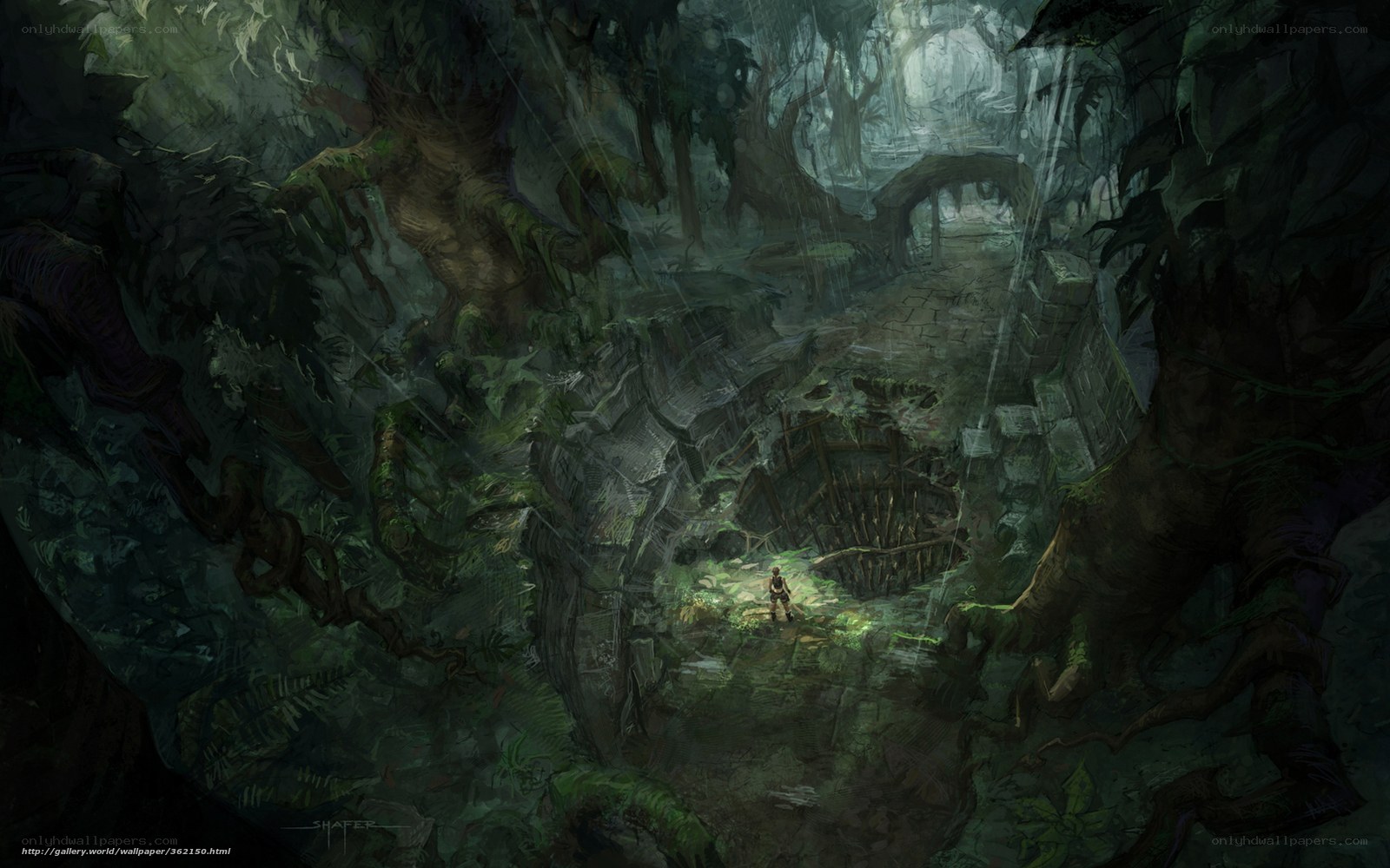 ancient ruin in dense jungle