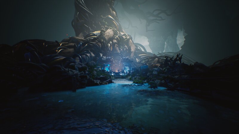Ancient Ruin in Forest — Blue, Dark