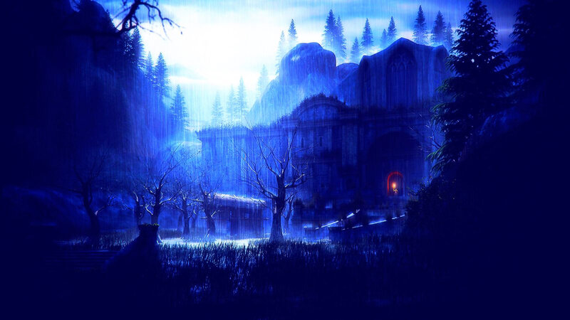 Ancient Ruin in Forest — Blue