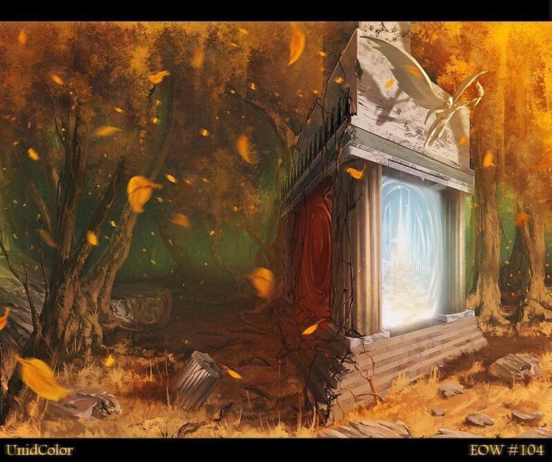 Ancient Ruin in Forest — Orange
