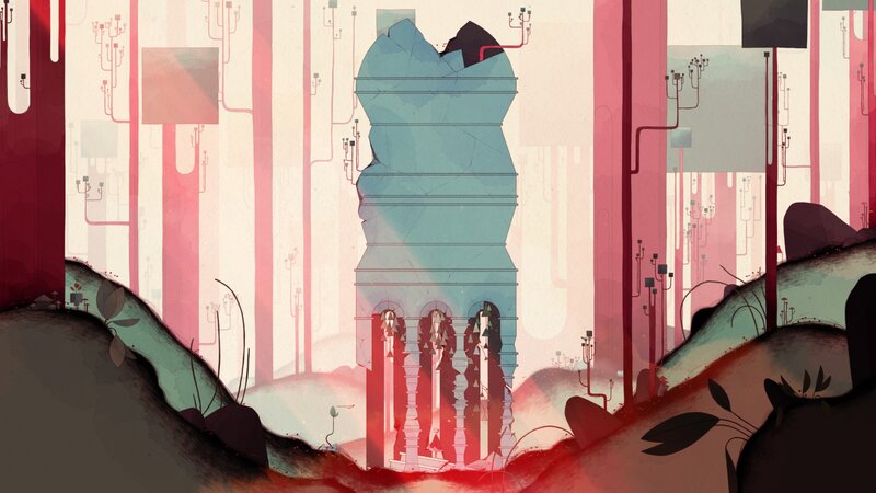 Ancient Ruin in Forest — Red
