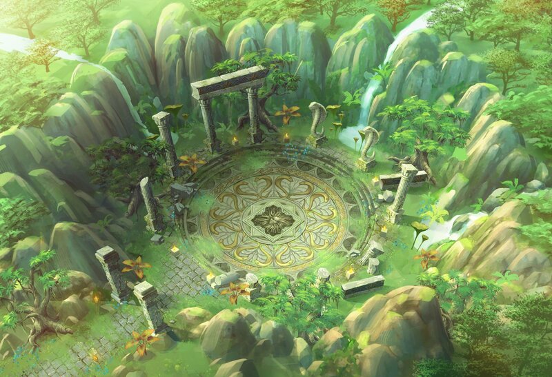 Ancient Ruin in Jungle — Green, Serene