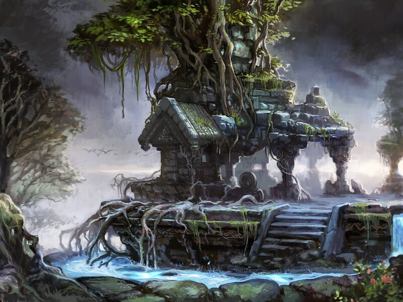 Ancient Ruin in Jungle — Green