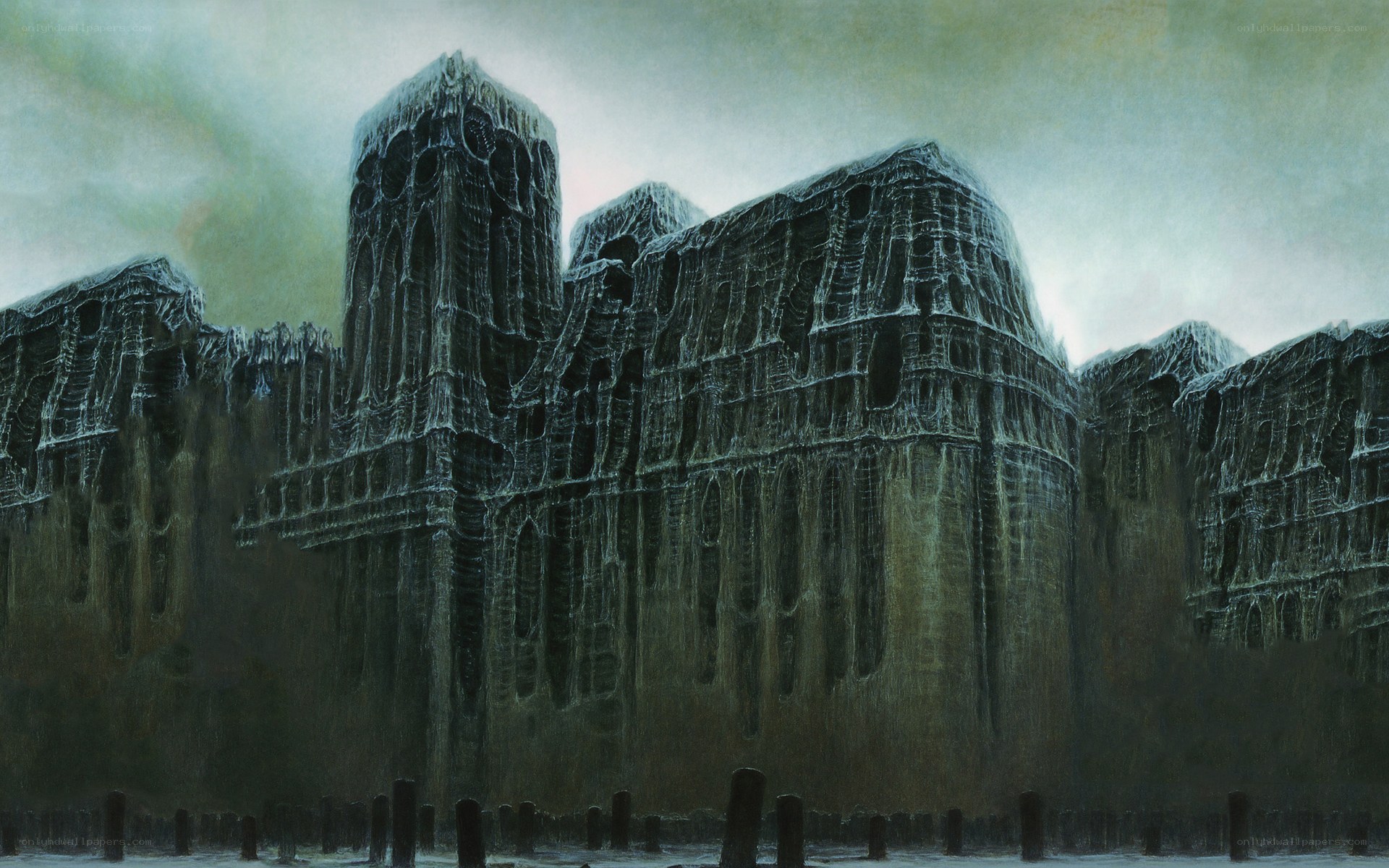 ancient ruin in mist