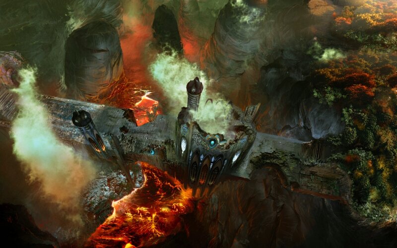 Ancient Ruin over Lava