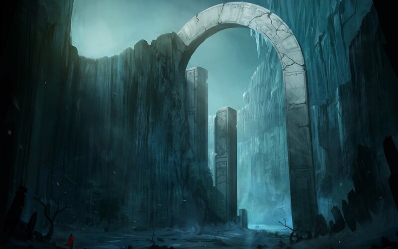 ancient ruin under archway