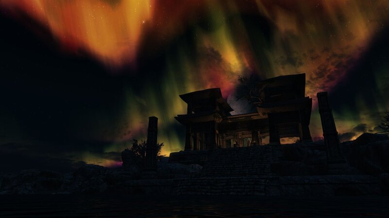 Ancient Ruin under Aurora