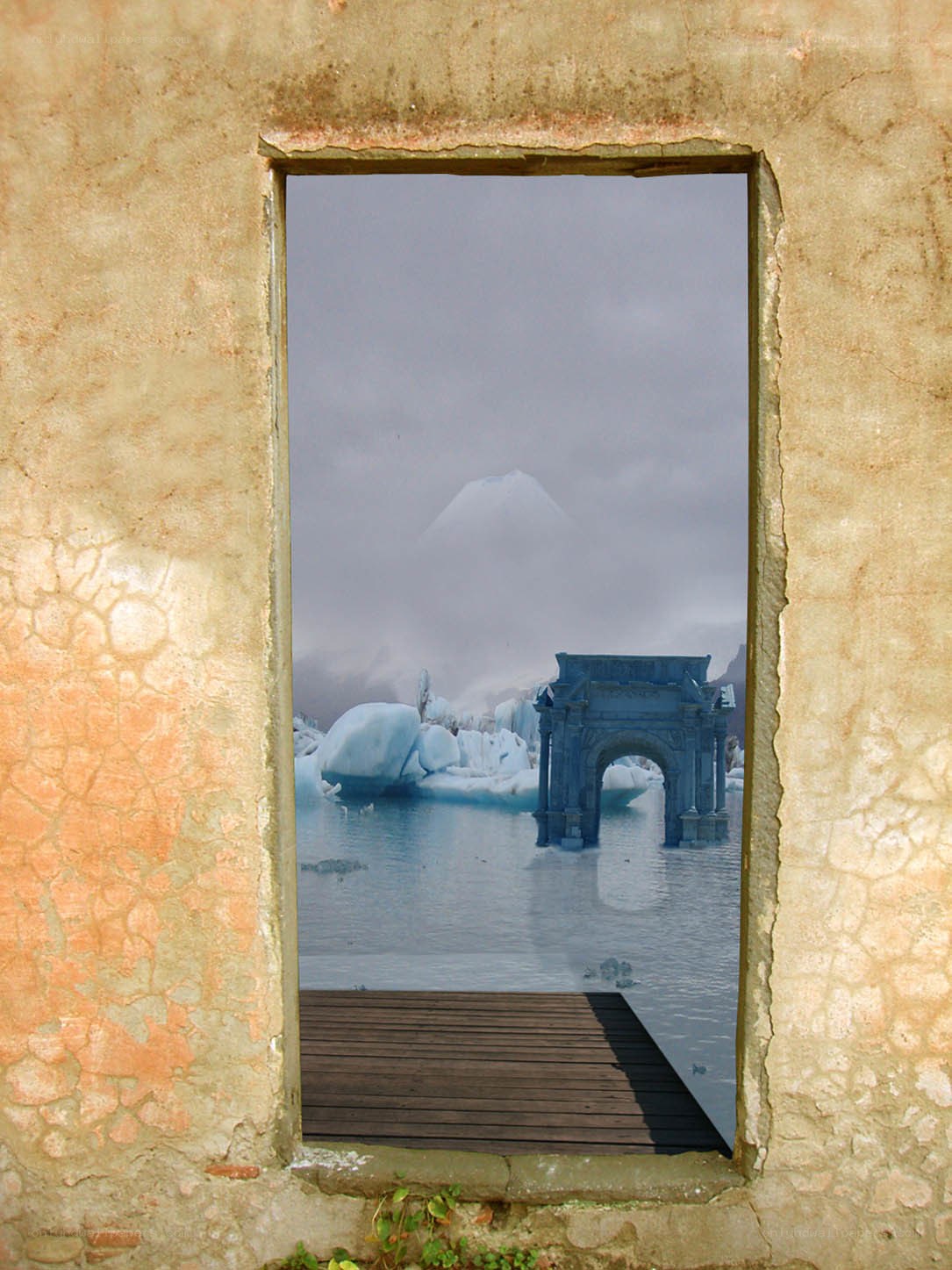 ancient ruin with arched gateway