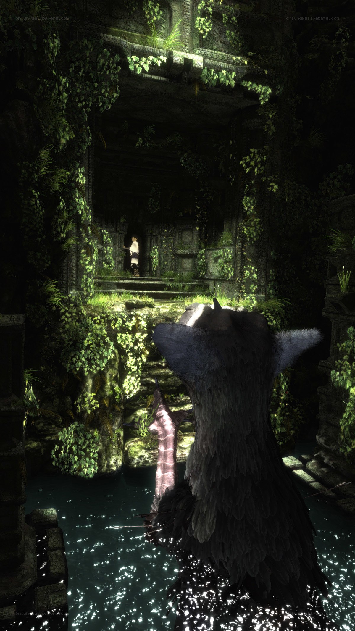 ancient ruin with creature