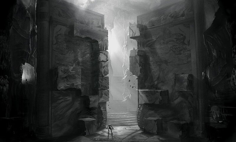 ancient ruin with light