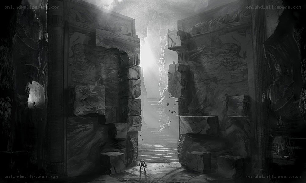 ancient ruin with light