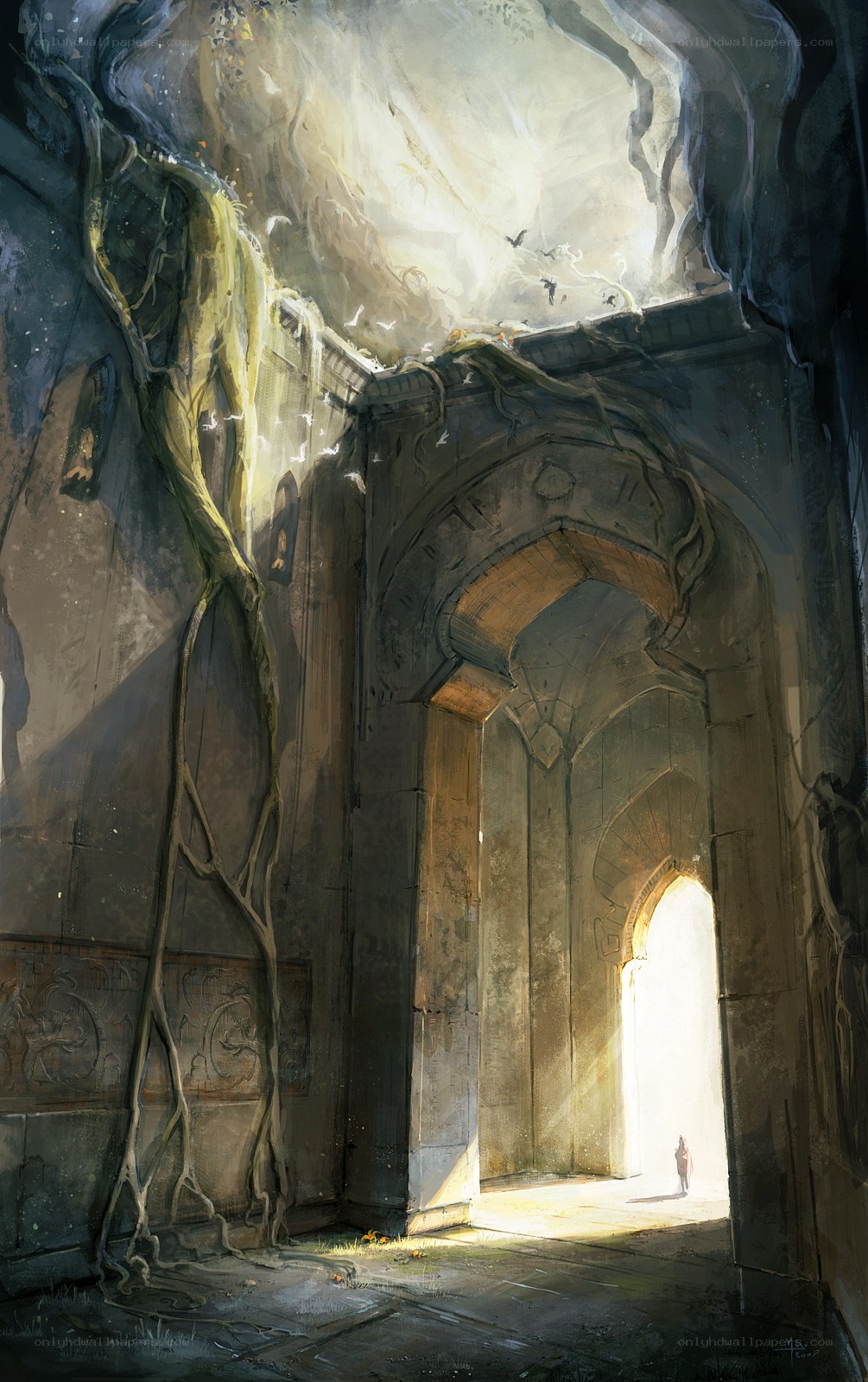 ancient ruin with sunlight