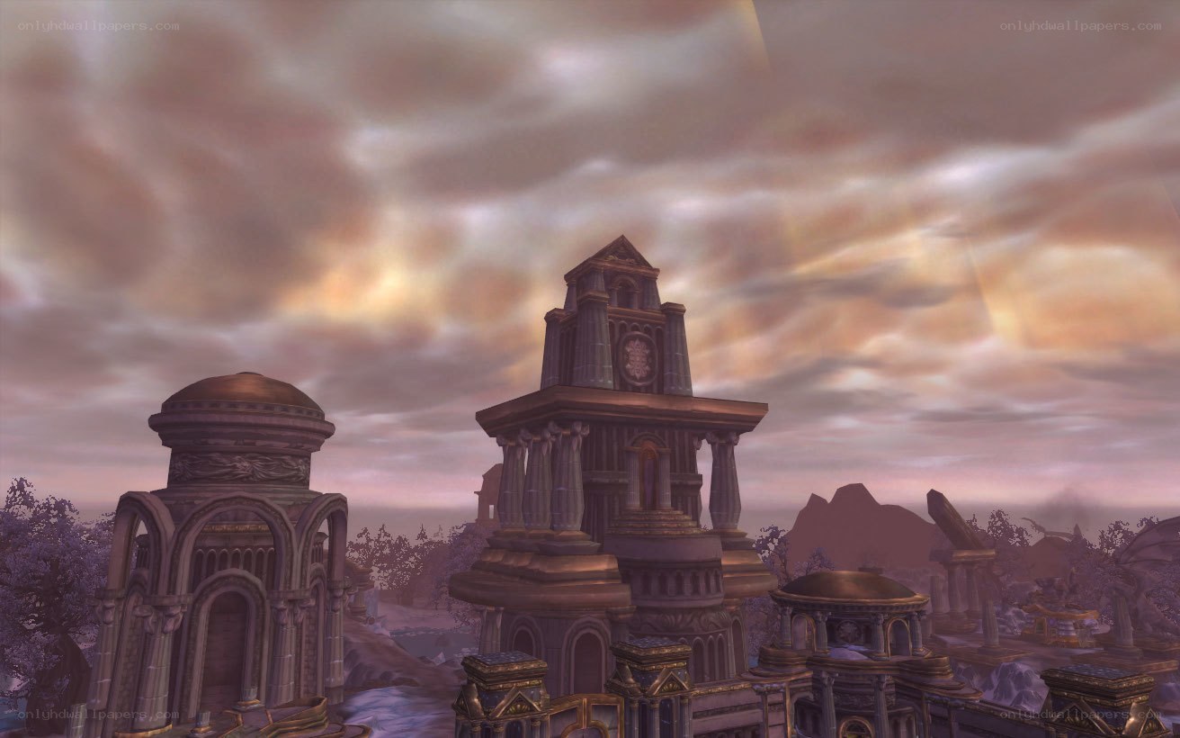 ancient ruins at dusk