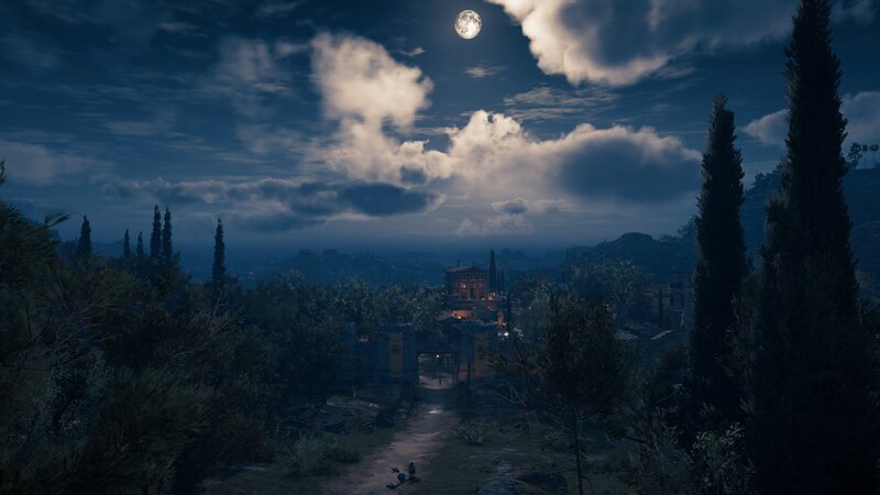 Ancient Ruins at Night — Blue, Serene, 3d Render
