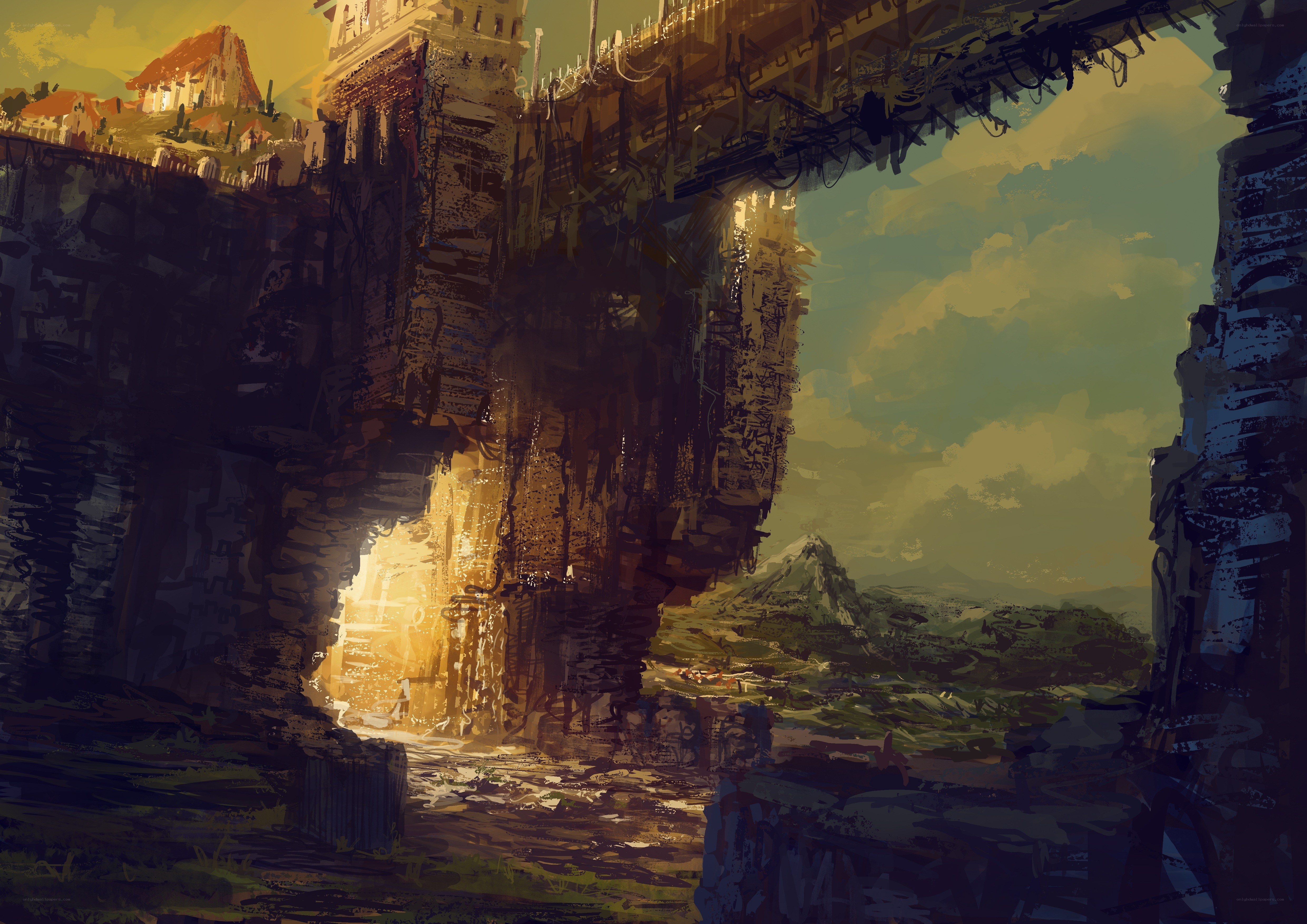 ancient ruins at sunset