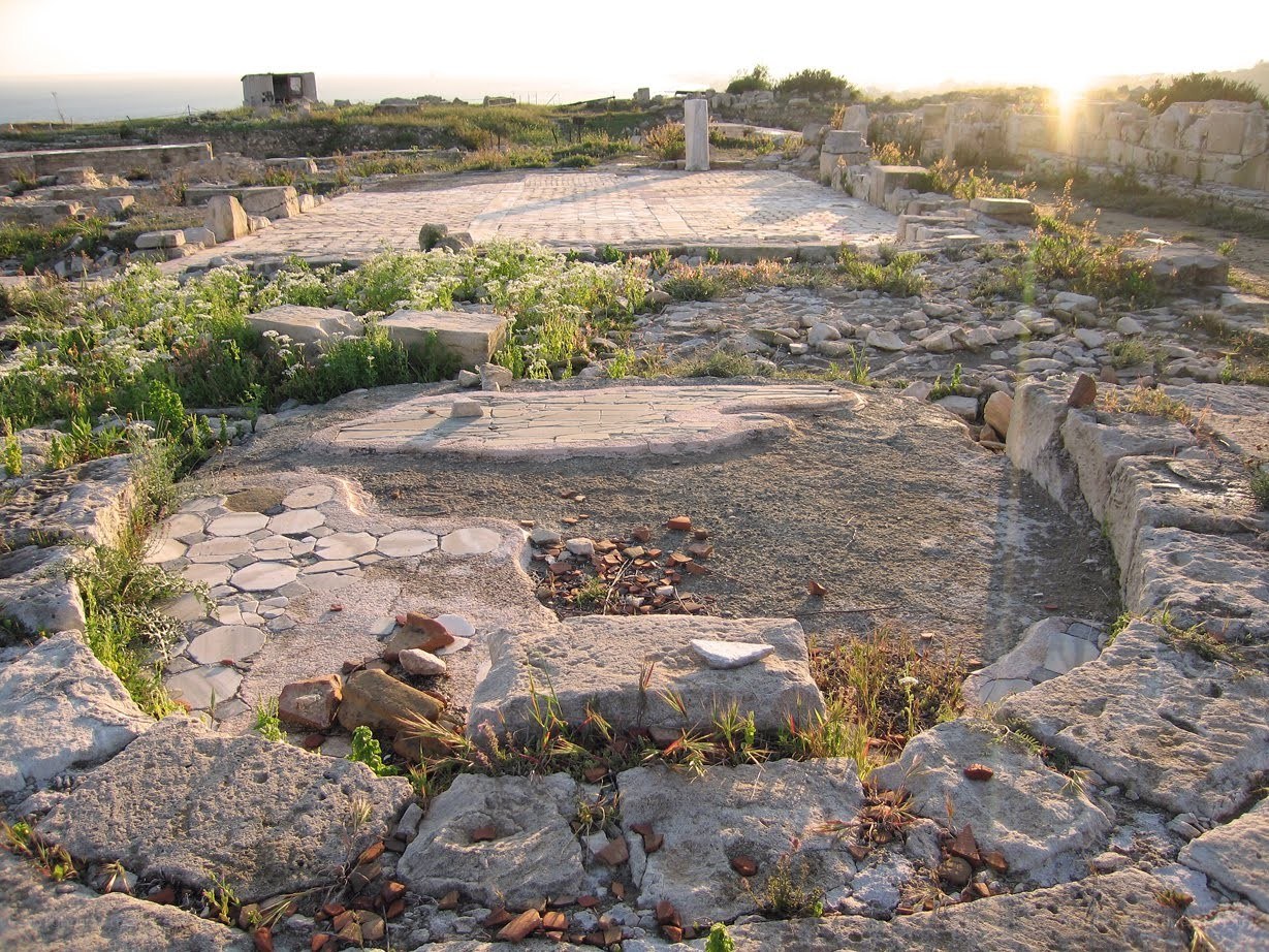 ancient ruins at sunset