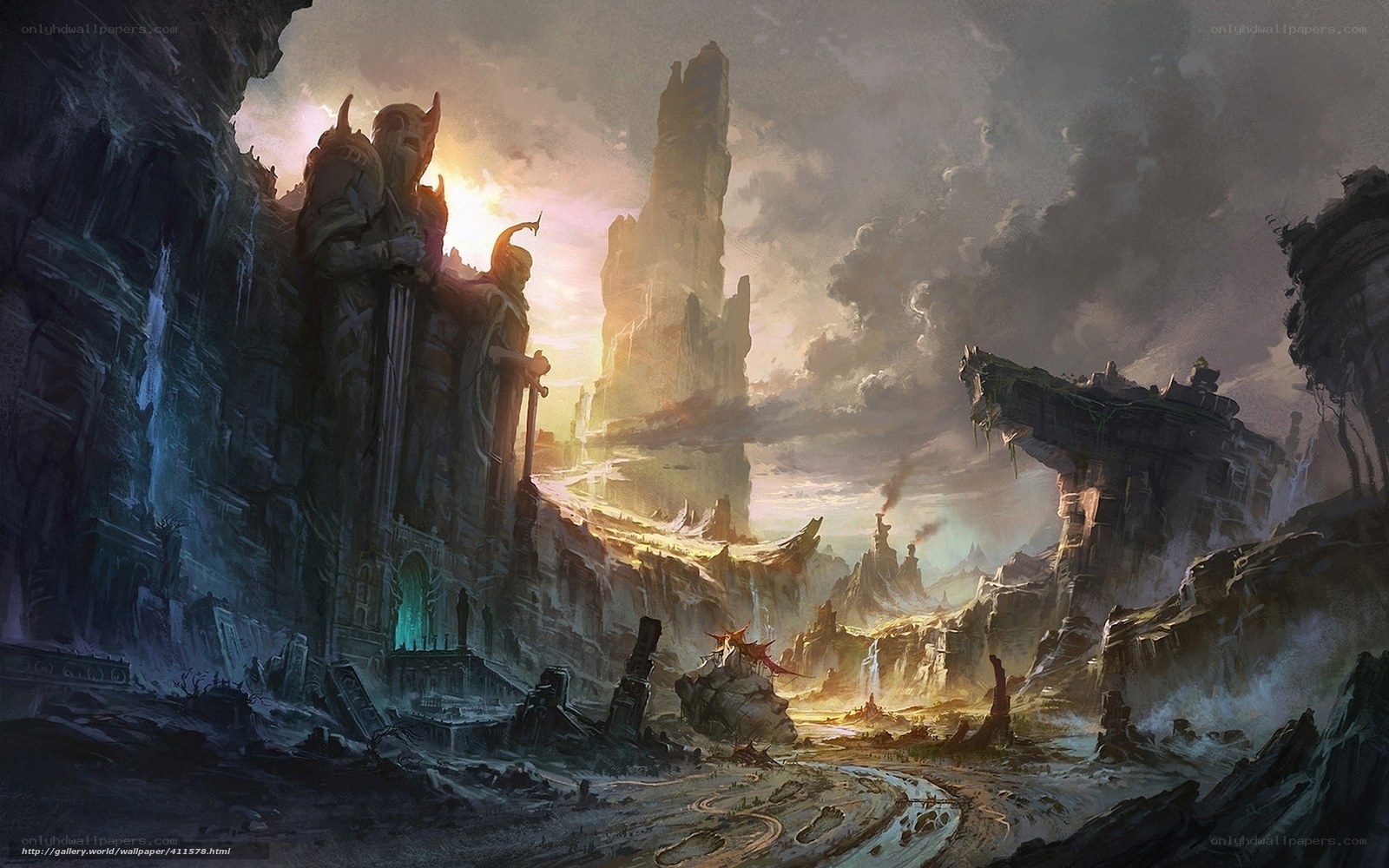 ancient ruins at sunset