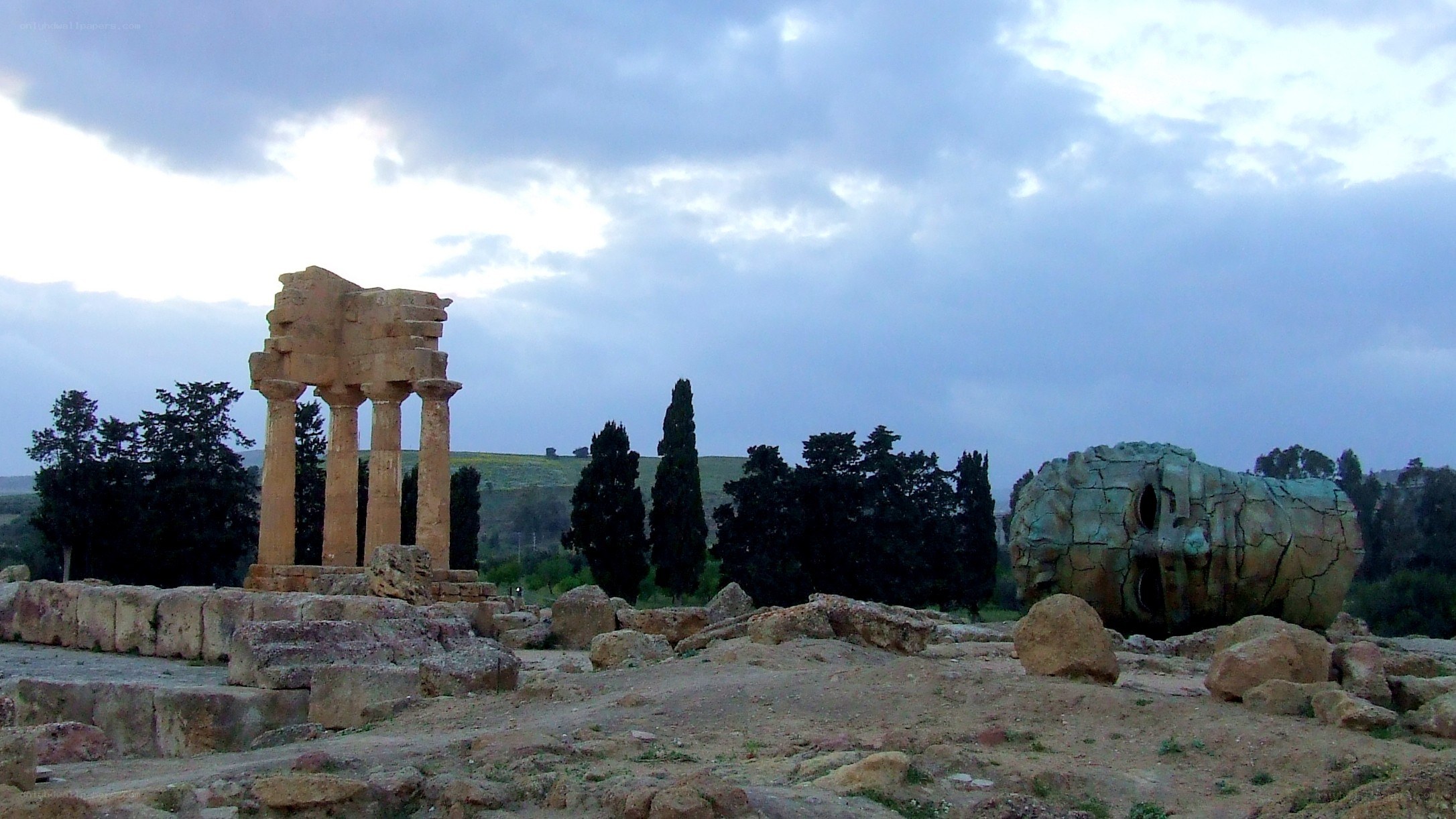 Ancient ruins at sunset