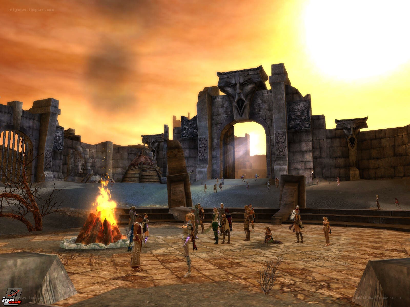 ancient ruins at sunset