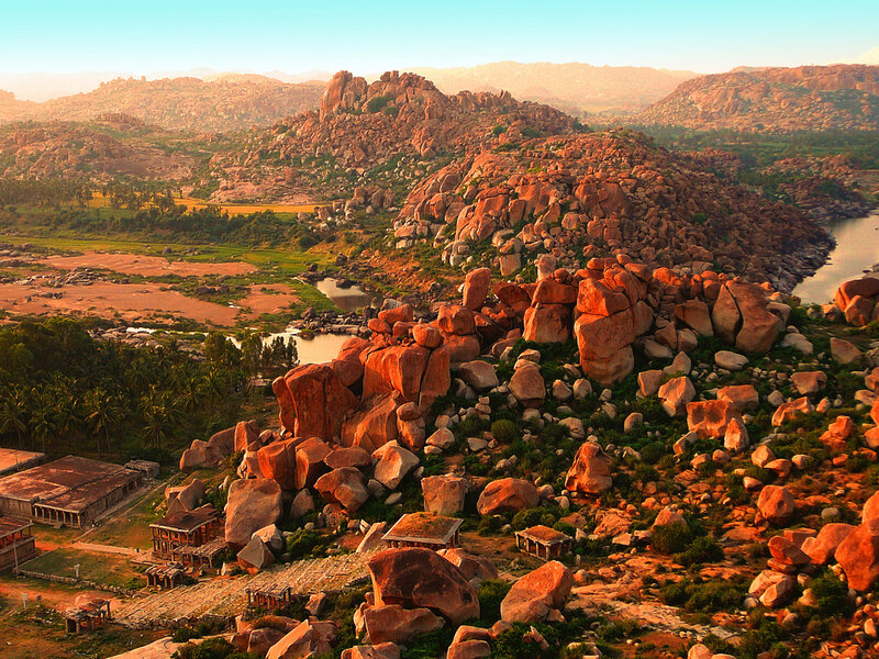 ancient ruins at sunset