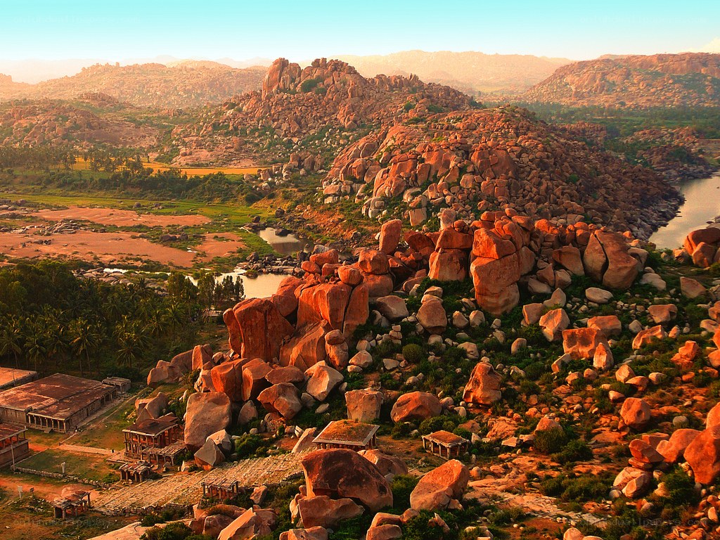ancient ruins at sunset