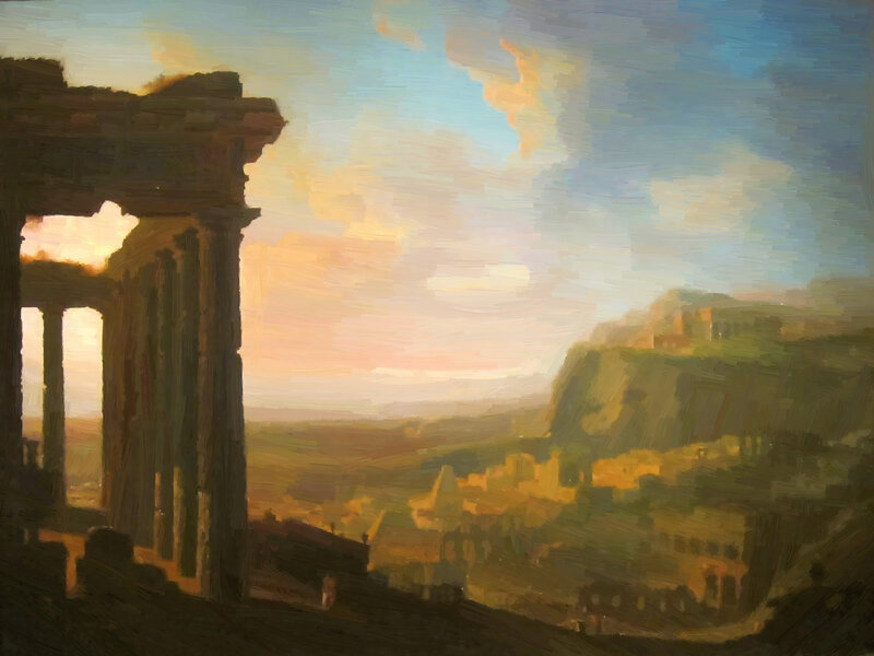 Ancient Ruins at Sunset — Blue