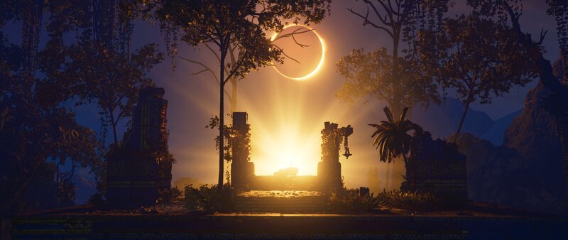 Ancient Ruins at Sunset — Gold