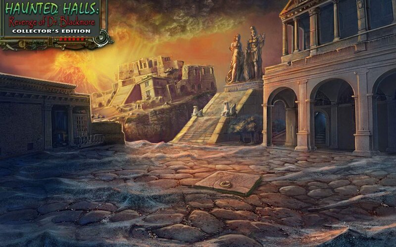 Ancient Ruins at Sunset — Orange, Dramatic, Digital Art