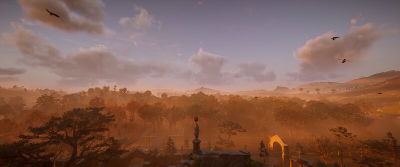 Ancient Ruins at Sunset — Orange, Serene, 3d Render