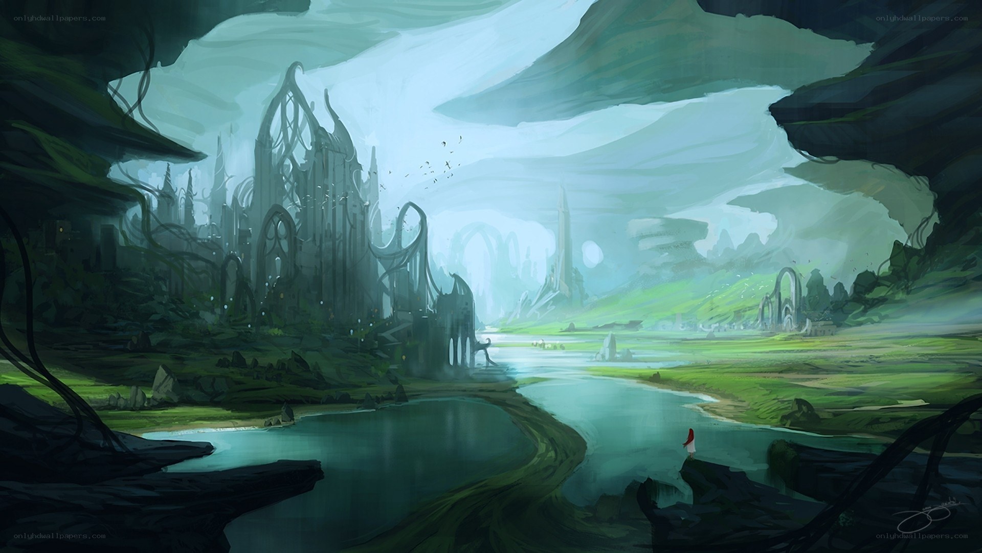 ancient ruins by a river