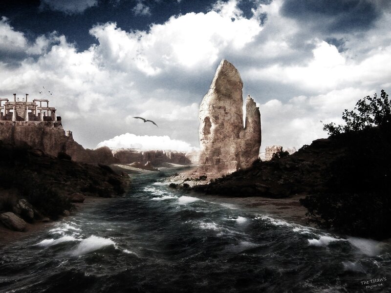 Ancient ruins by a river