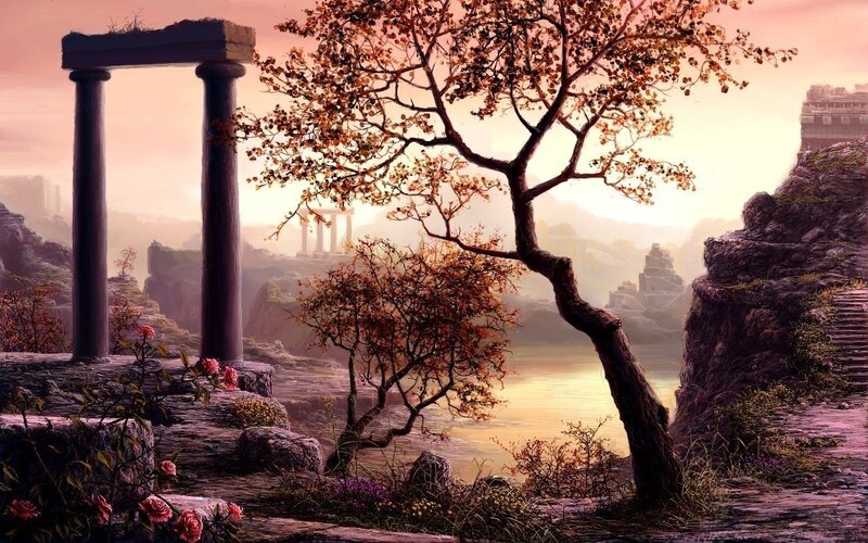 Ancient Ruins by Lake