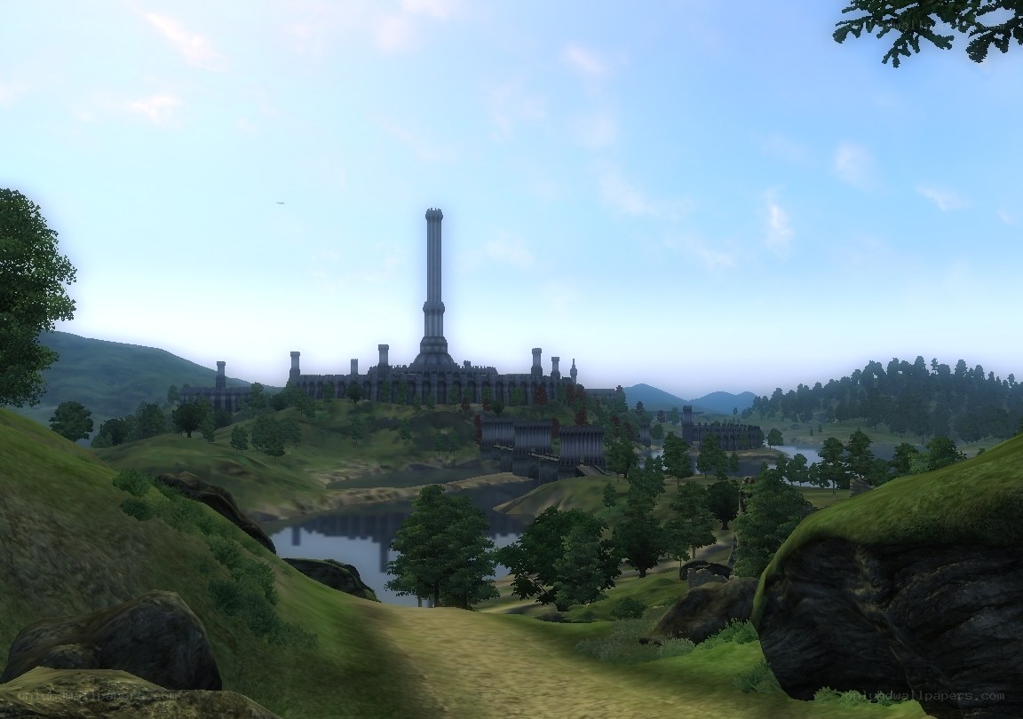 ancient ruins by the lake