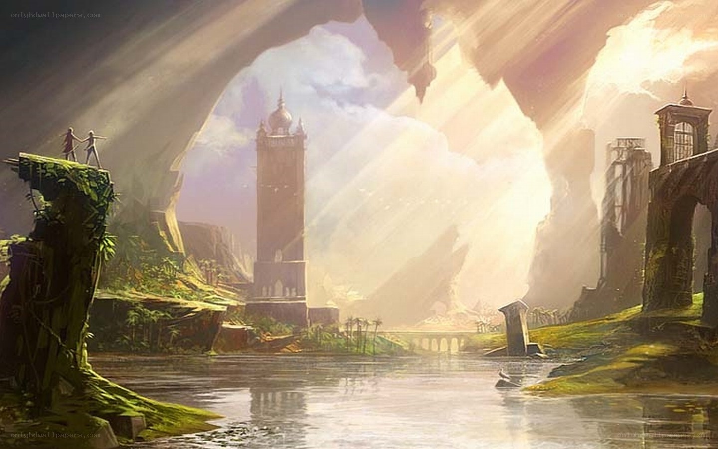 ancient ruins by the river