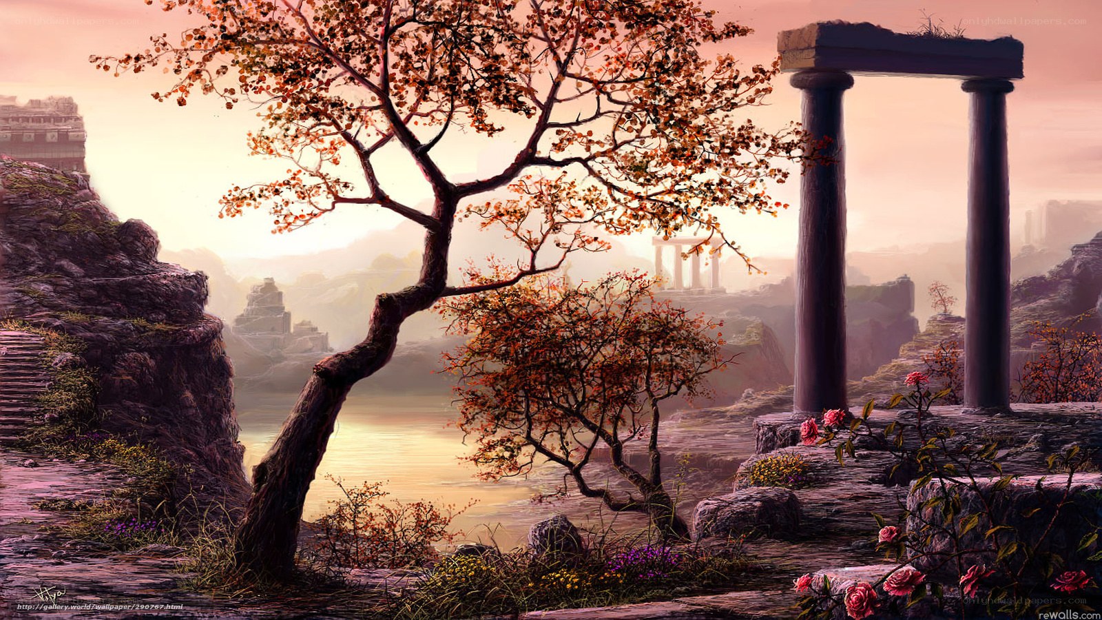 Ancient ruins by the river