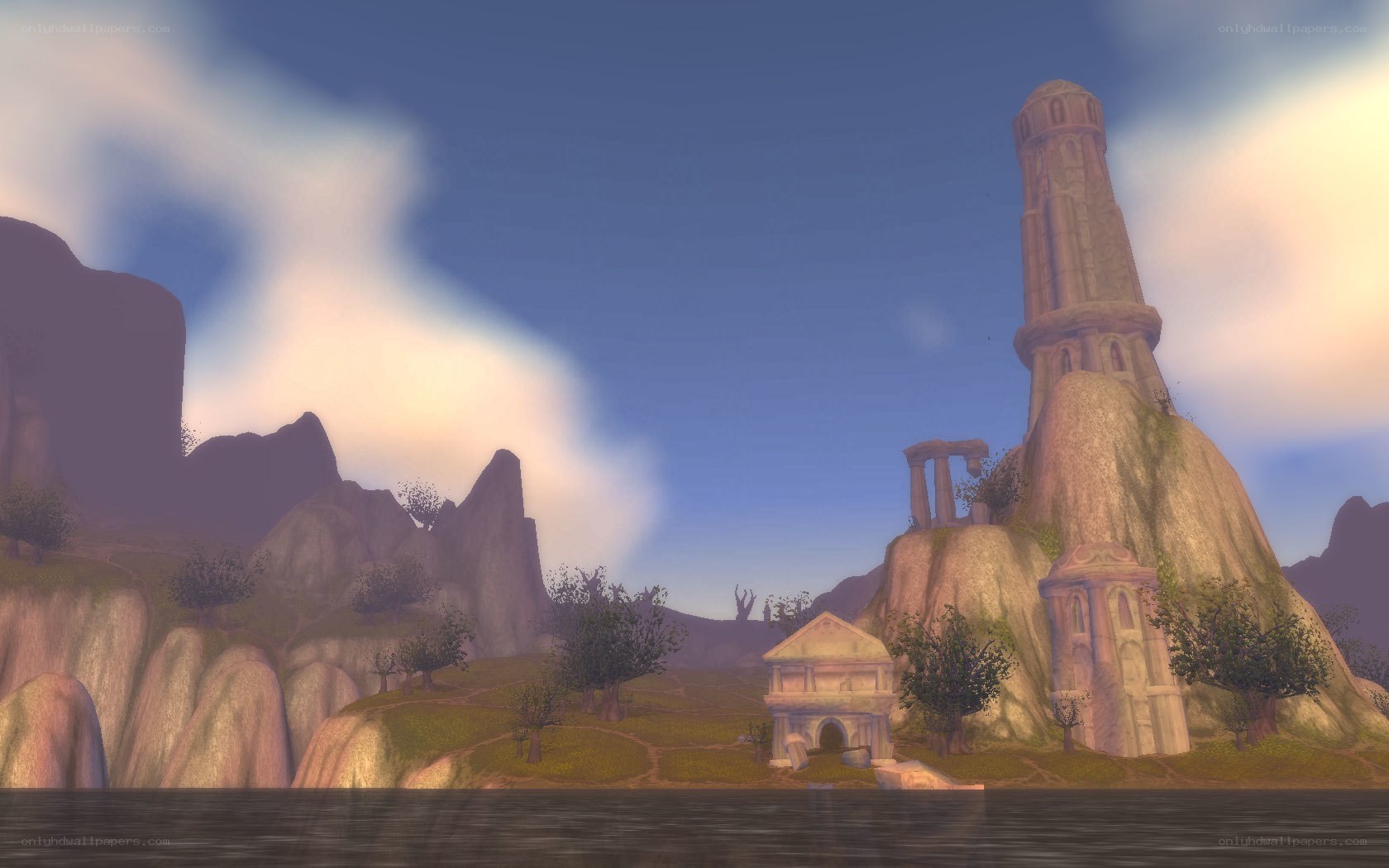 ancient ruins by the water