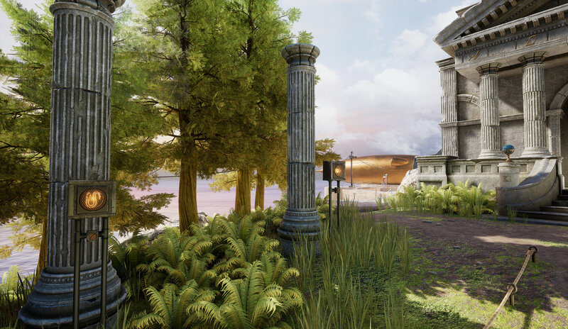 Ancient Ruins by Water — Green