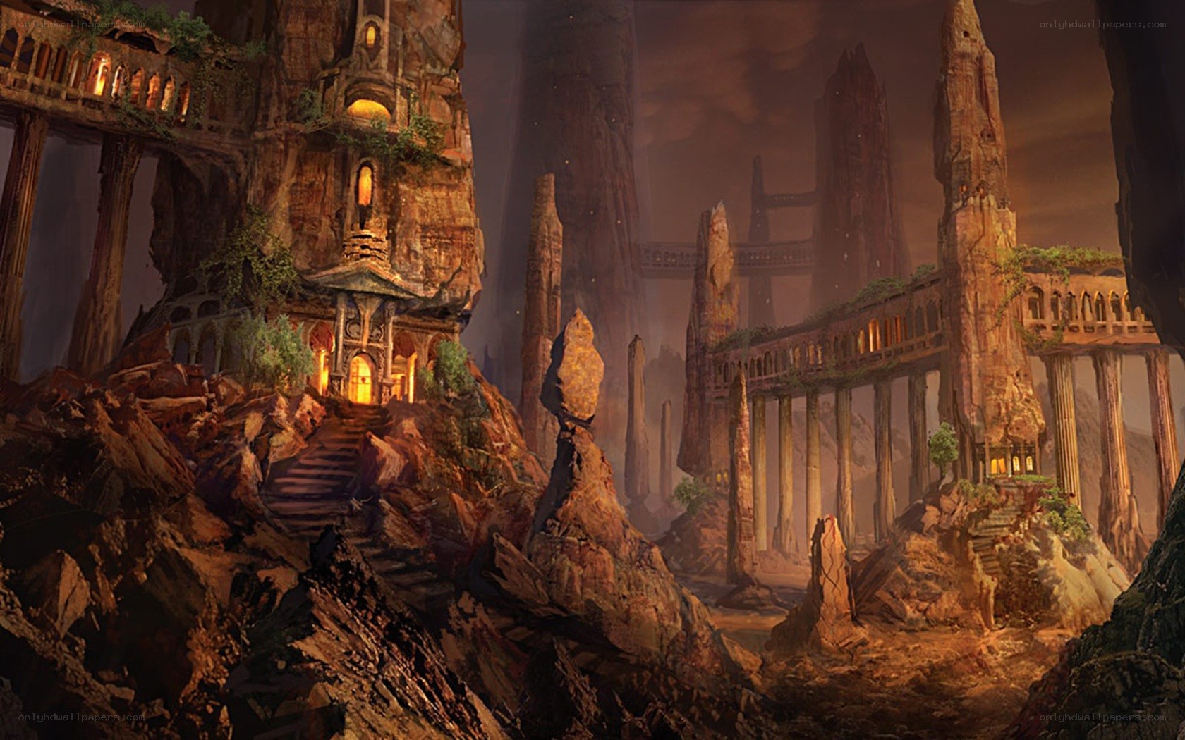 ancient ruins in a canyon