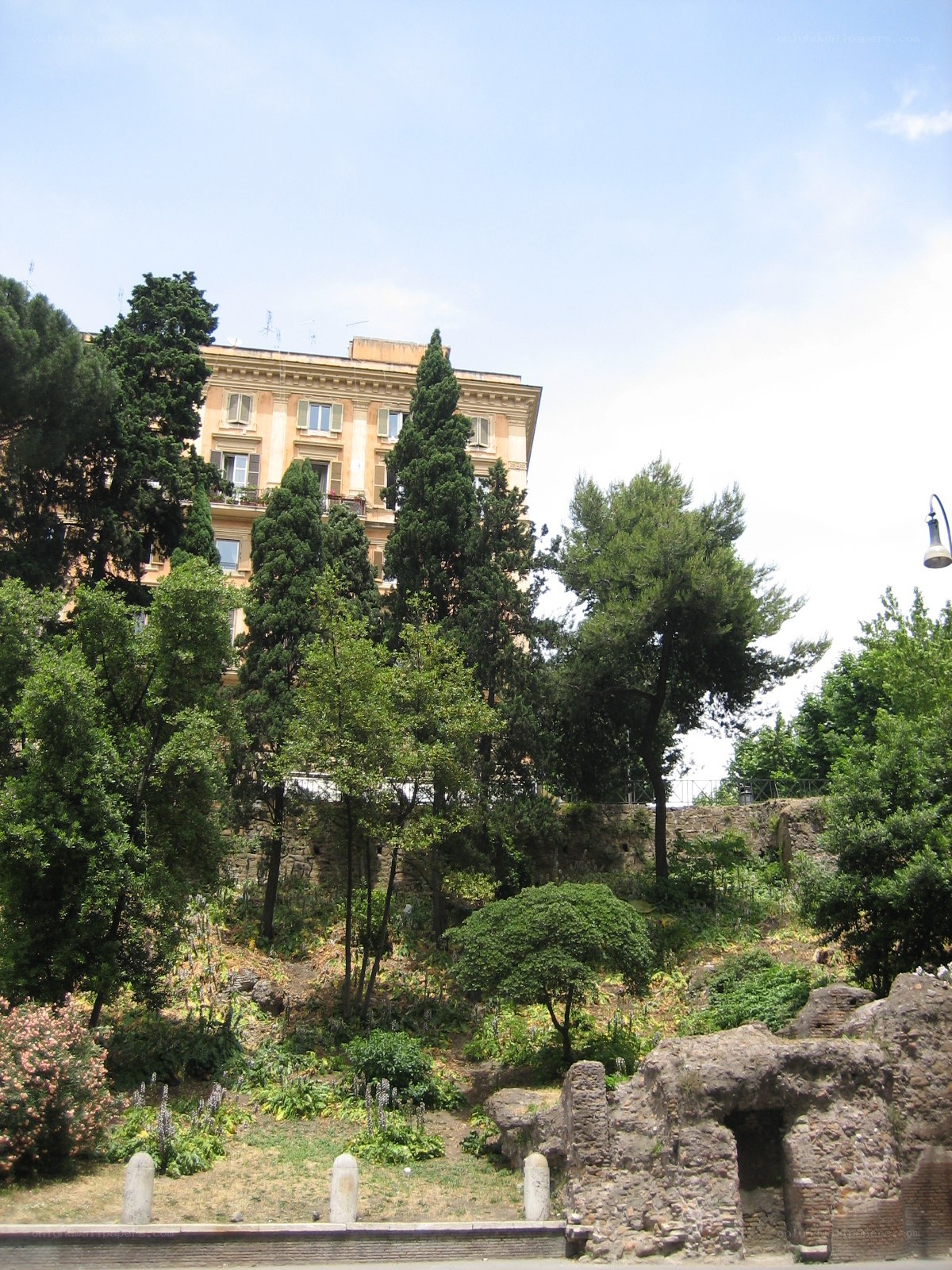Ancient ruins in a city park